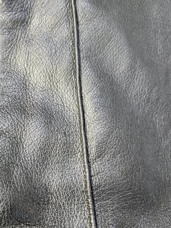 💋CHIC & STYLISH!💋100% Genuine Leather High Waist Slit Hem Flare Pants in Black - Picture 14 of 16